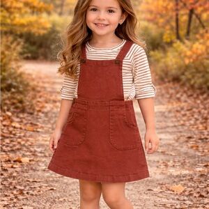 Copper Key Rust Overall 2 Pc Dress Set for Girls